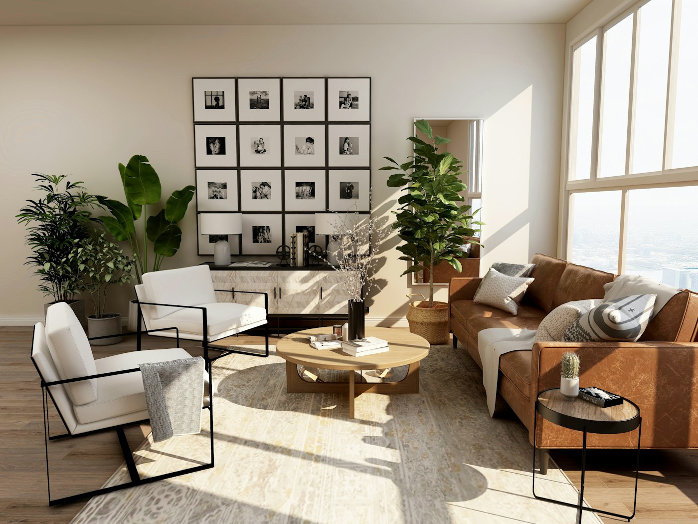 Living interior after lighting and paint